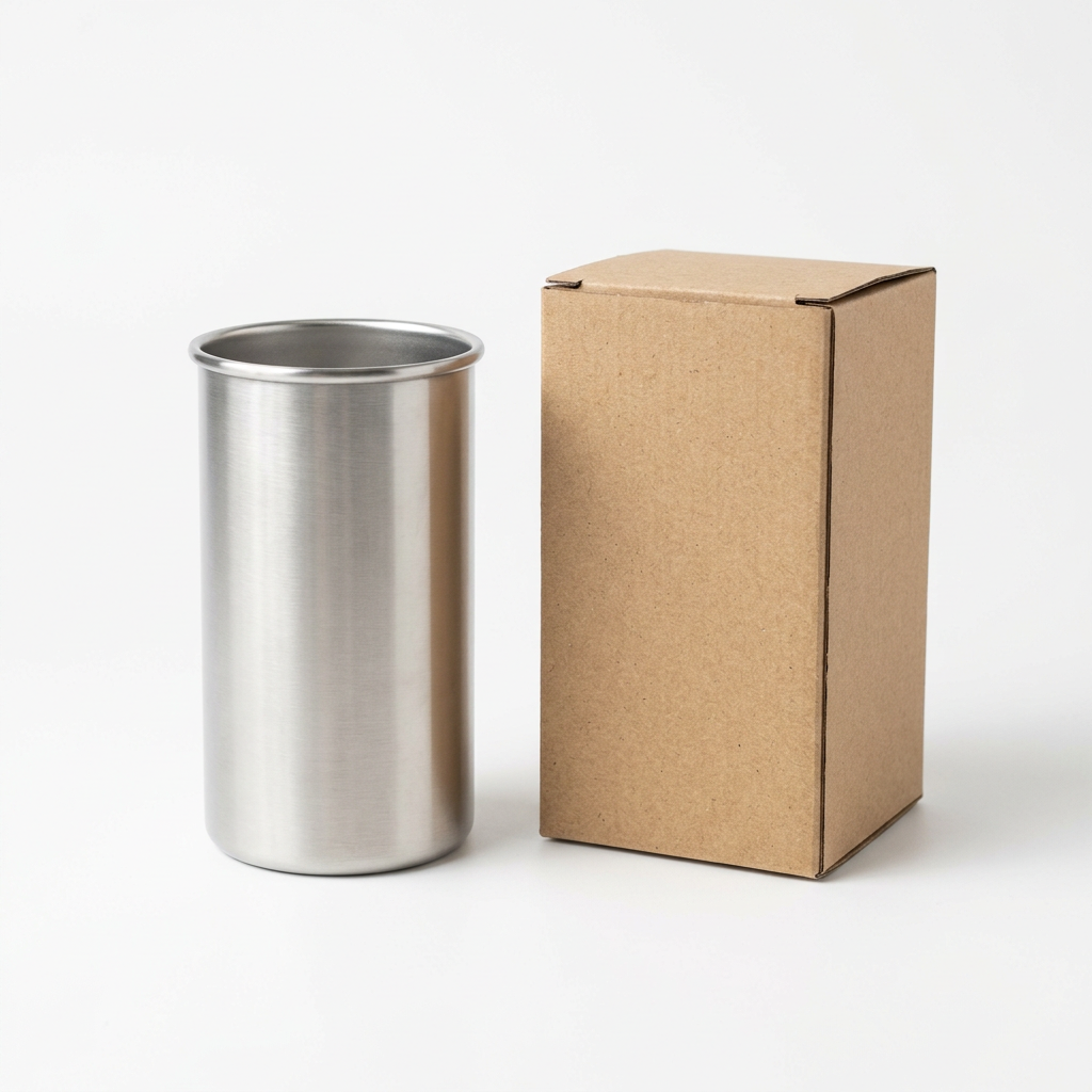 Brushed Silver Straight-Sided Tumbler - AI concept white-background view