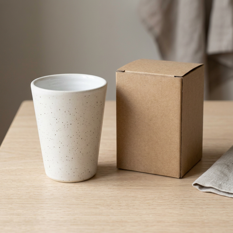 Ivory Speckled Tapered Drinking Cup