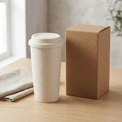 Ivory Textured Tumbler with Matching Lid
