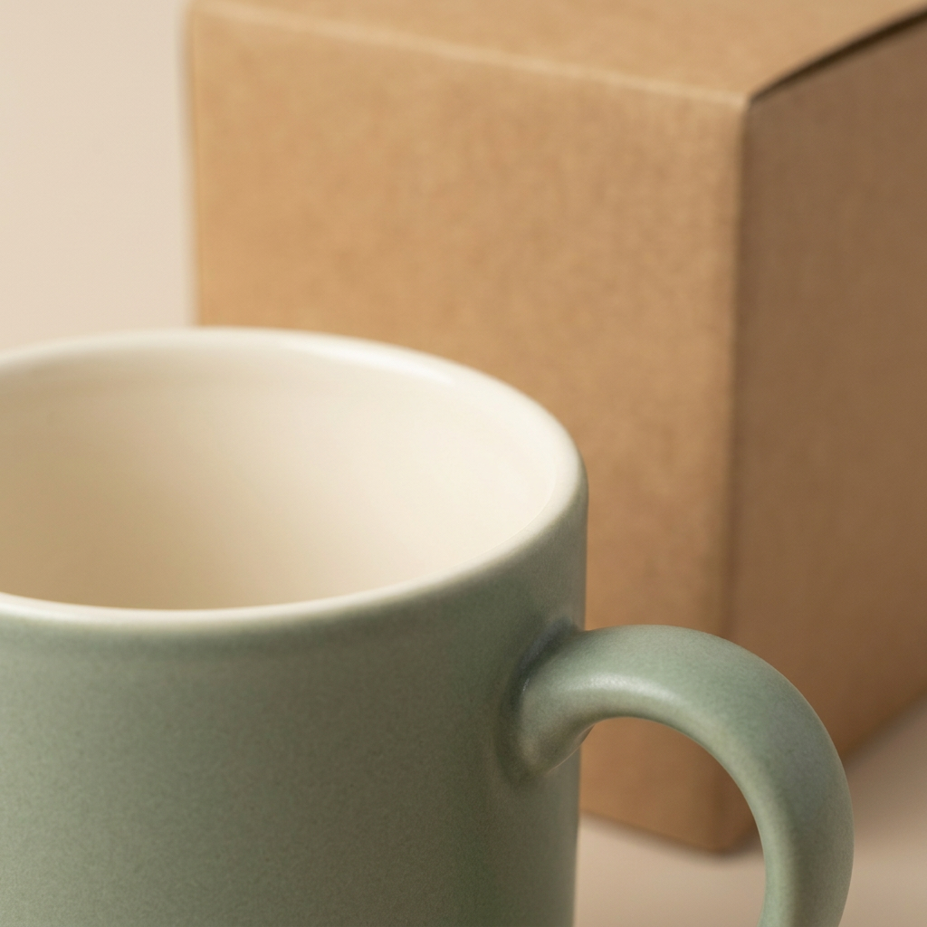 Sage Green Rounded Handle Cup - AI concept rim detail
