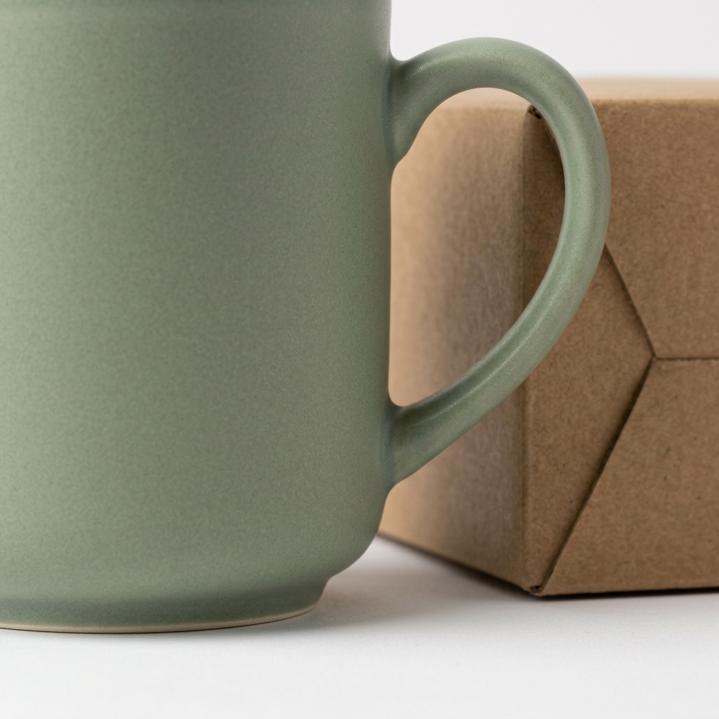 Sage Green Rounded Handle Cup - AI concept body and base detail