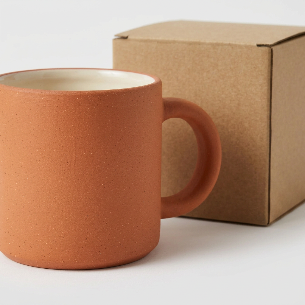 Terracotta Speckled Handle Cup - AI concept body and base detail
