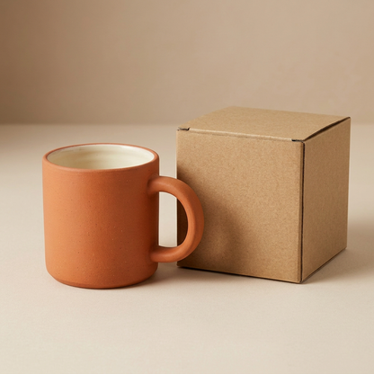 Terracotta Speckled Handle Cup - AI concept elevated view