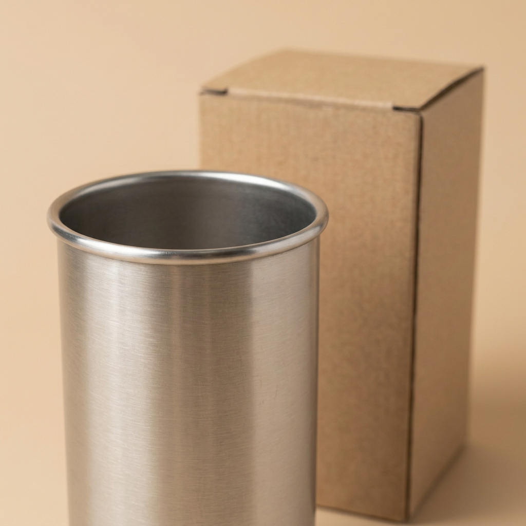 Brushed Silver Straight-Sided Tumbler - AI concept rim detail