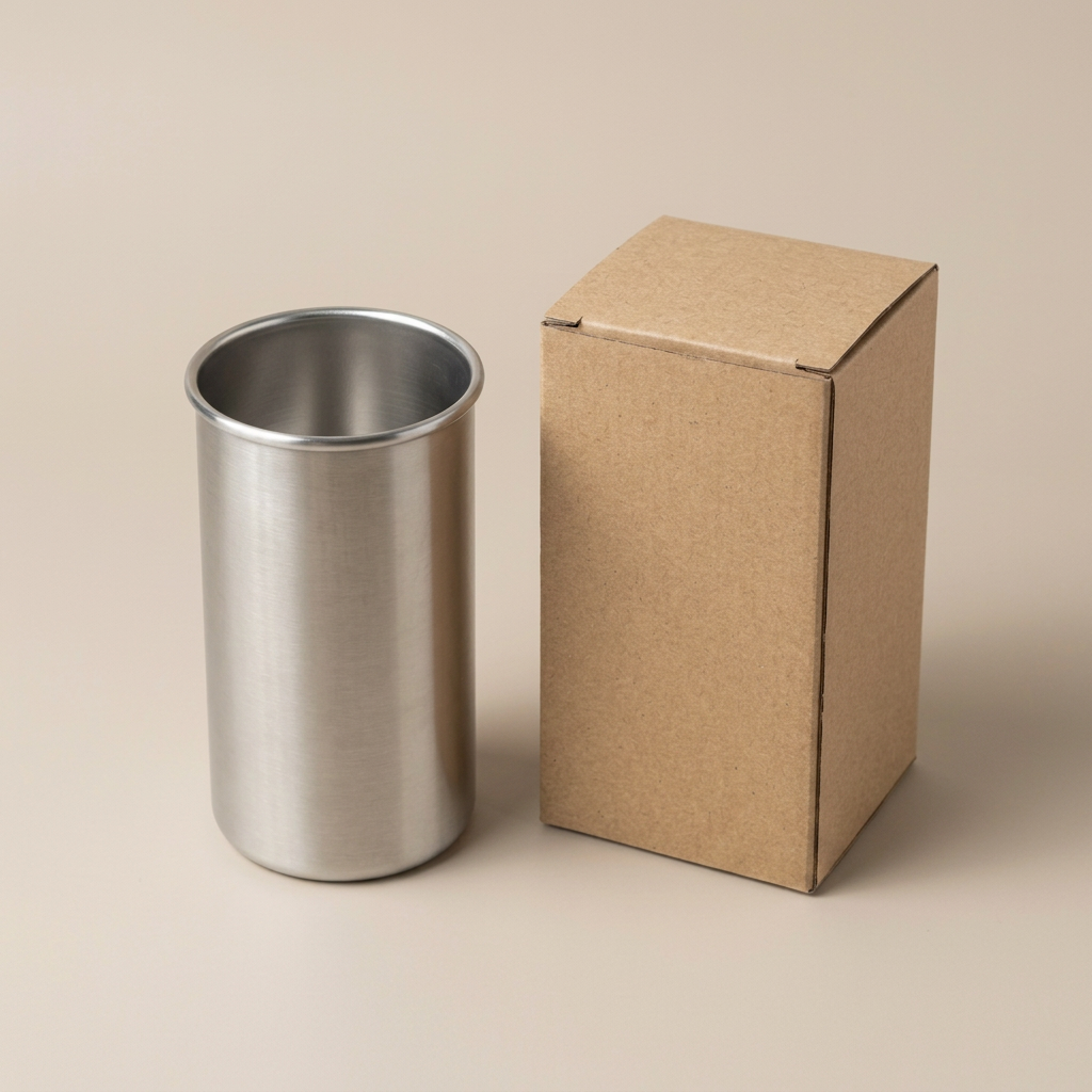 Brushed Silver Straight-Sided Tumbler - AI concept elevated view
