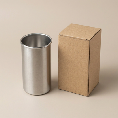 Brushed Silver Straight-Sided Tumbler - AI concept elevated view