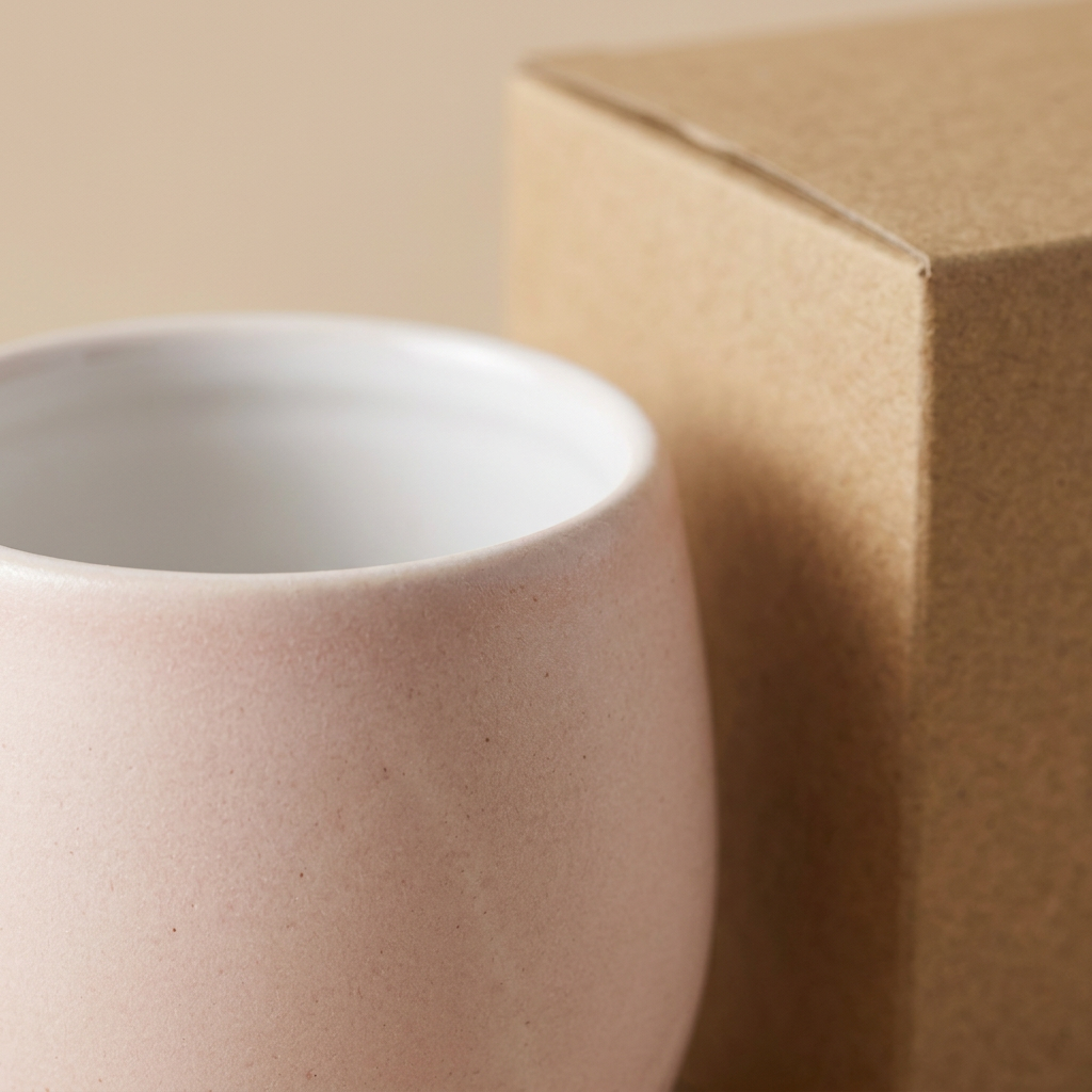 Blush Rounded Handleless Cup - AI concept rim detail
