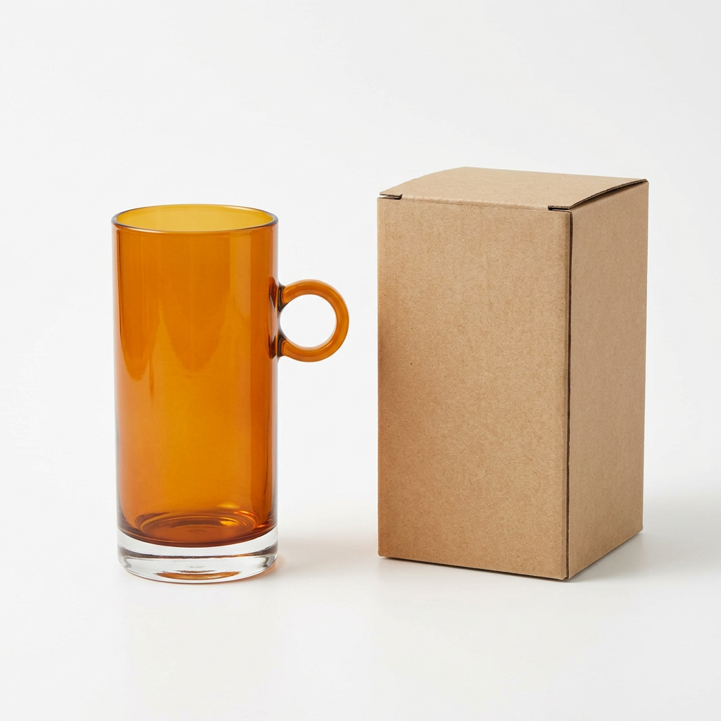 Amber Loop Handle Drinking Glass - AI concept white-background view