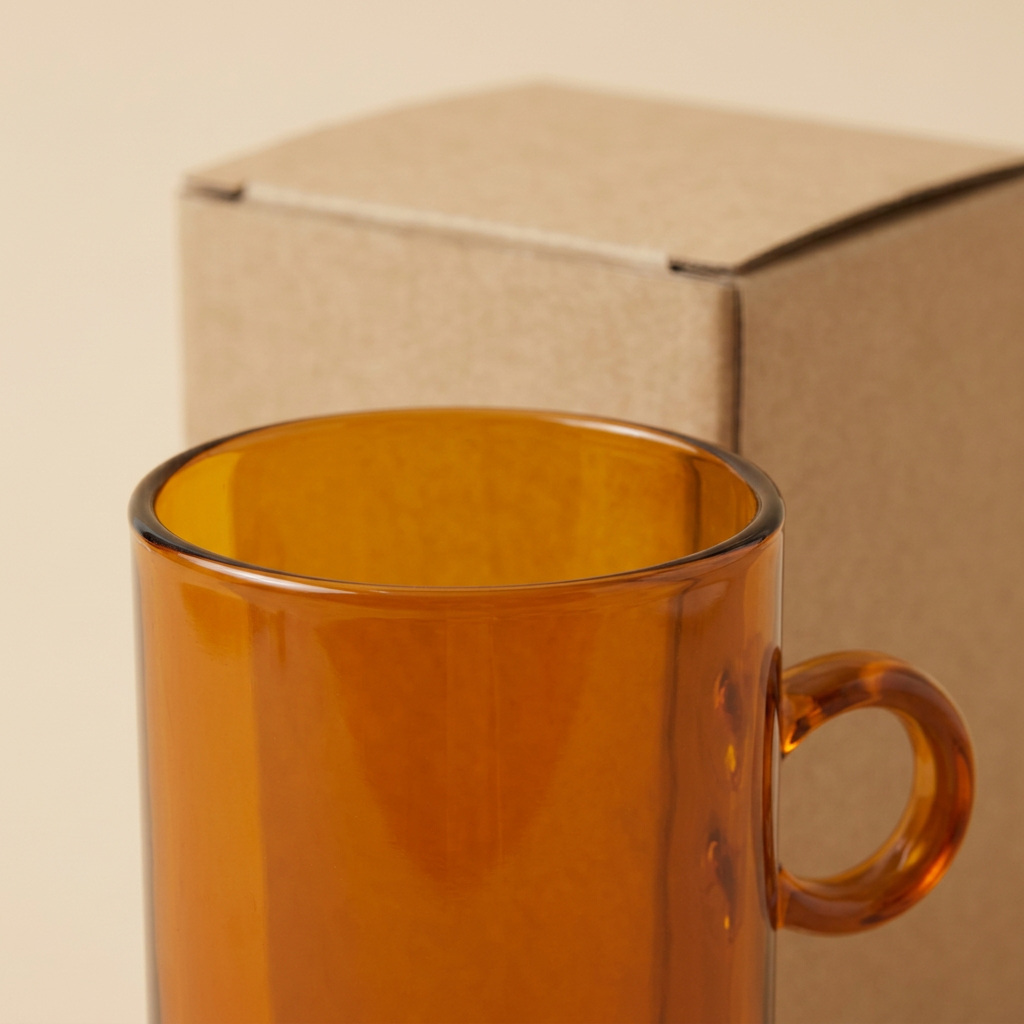 Amber Loop Handle Drinking Glass - AI concept rim detail