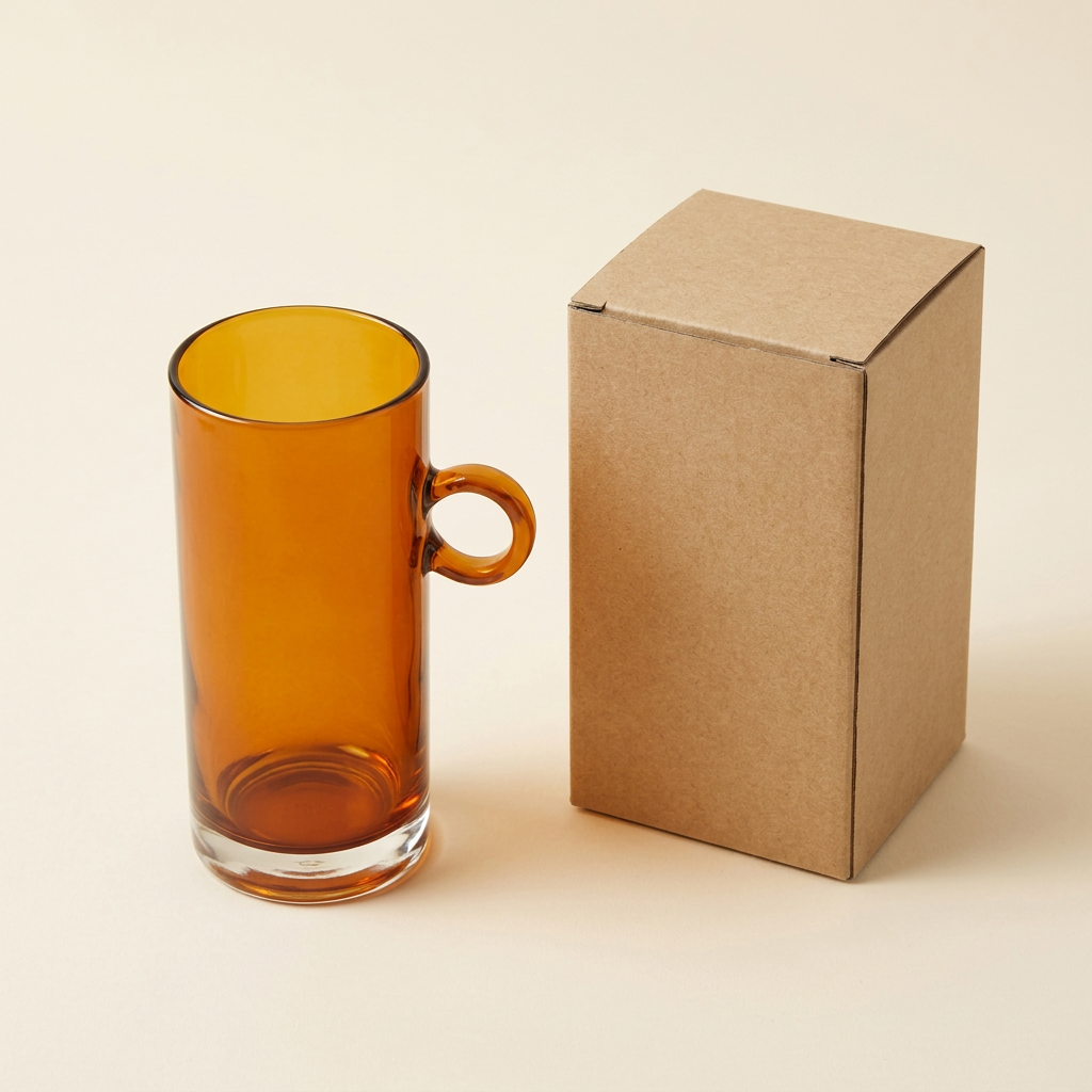 Amber Loop Handle Drinking Glass - AI concept elevated view