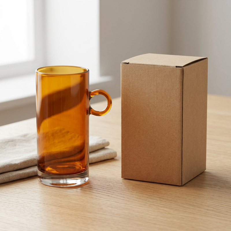 Amber Loop Handle Drinking Glass