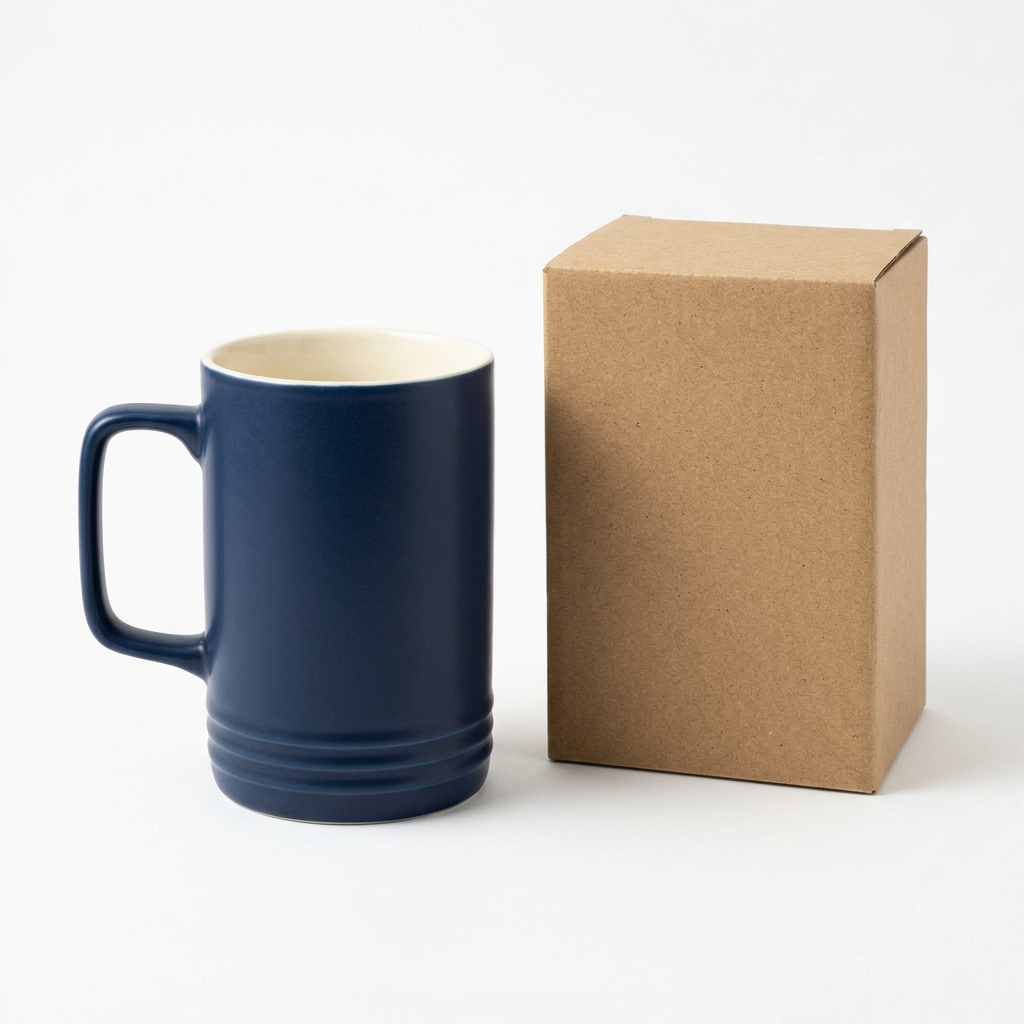 Navy Tall Cup with Squared Handle - AI concept white-background view