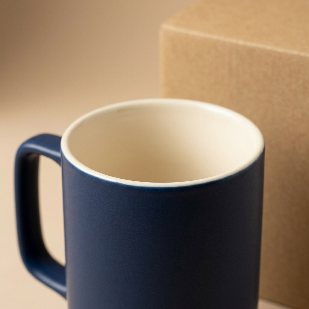 Navy Tall Cup with Squared Handle - AI concept rim detail